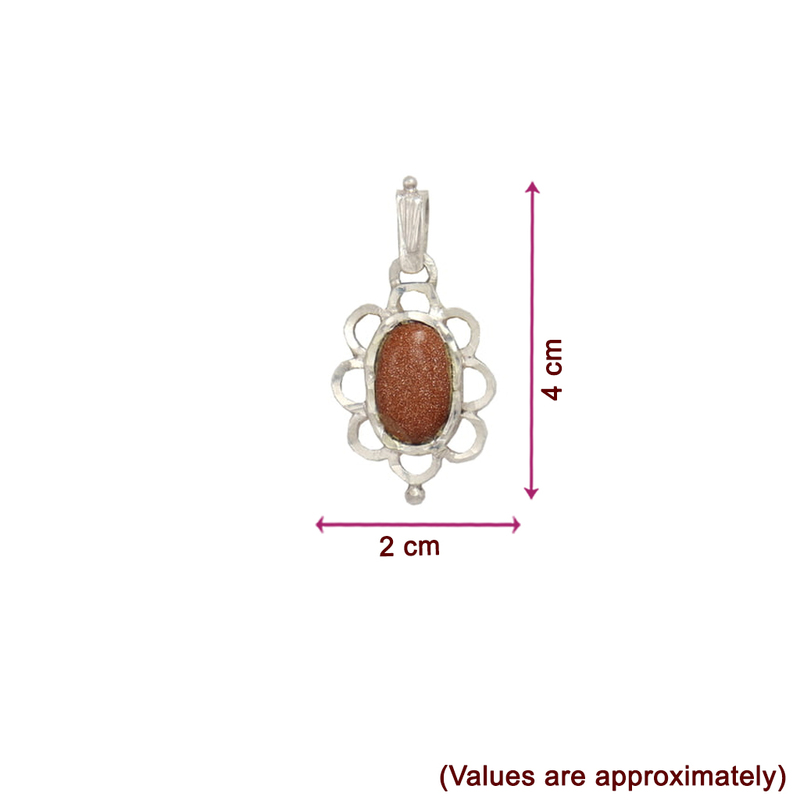 Silver Sunstone Pendant - Elegant Rajavarthi Locket Silver Sunstone Pendant - Elegant Rajavarthi Locket