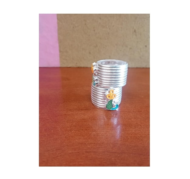 SRIMATHI JEWLLERS Silver peacock design  Toe Rings for Women