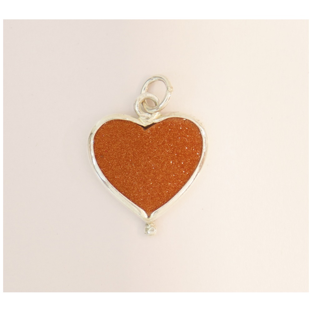 silver heart stone  pendant