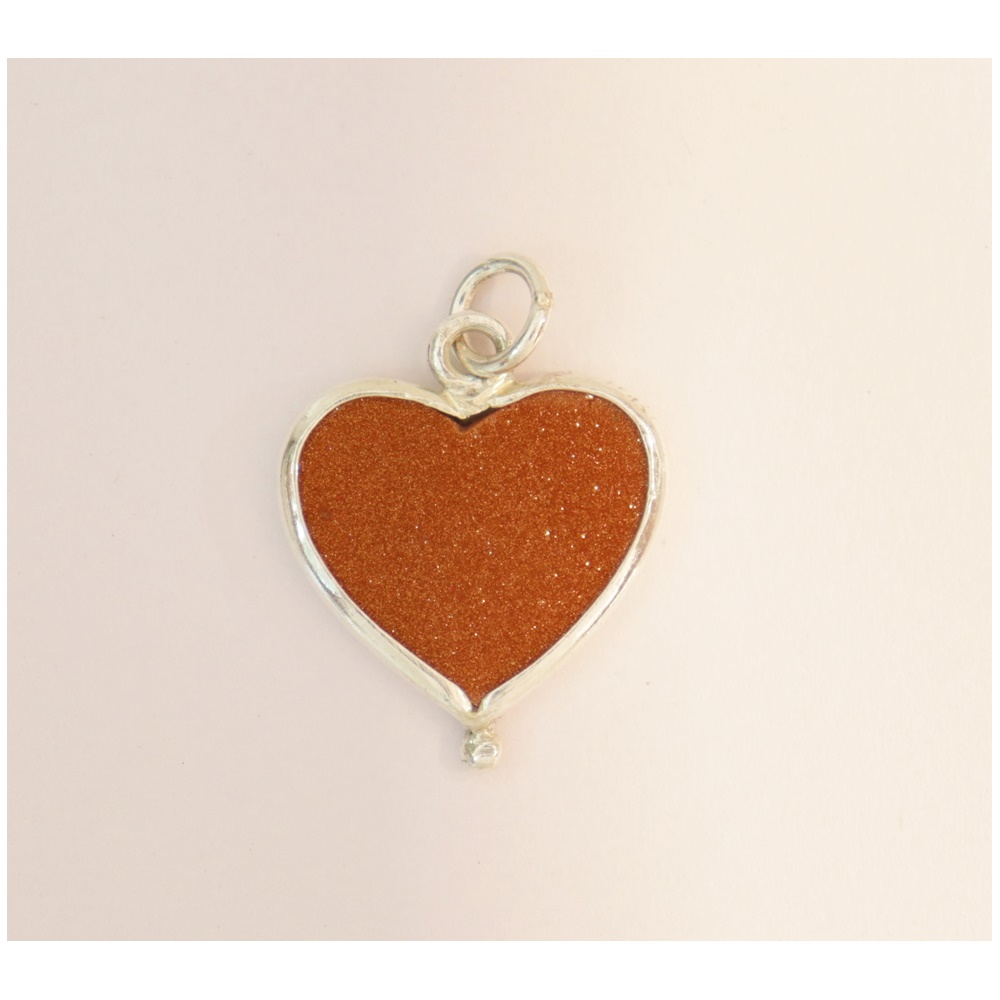 silver heart stone  pendant