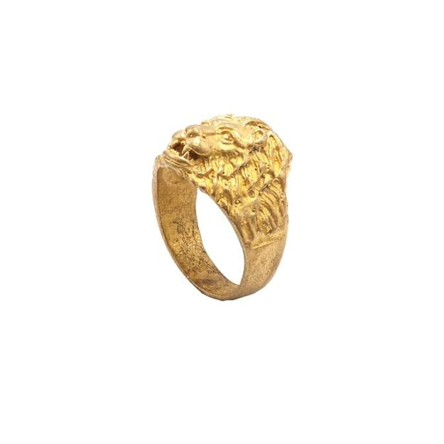 Gold Plated Metal Lion Ring, Mothiram For Men Gold Plated Metal Lion Ring, Mothiram For Men