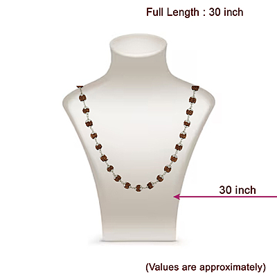 Silver Rudraksha Mala 8mm - 54 Beads, 30 Inches Silver Rudraksha Mala 8mm - 54 Beads, 30 Inches