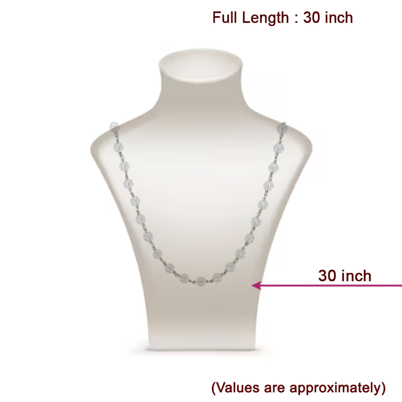 Silver Spatik Crystal Mala - 925 Silver 54 Beads 30 Inch