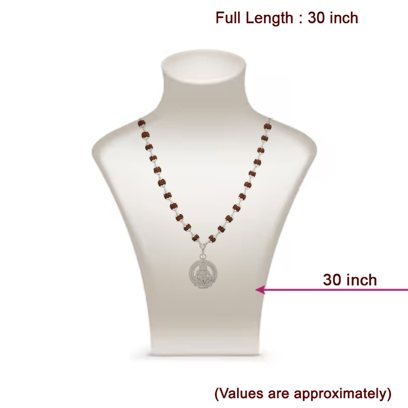 925 Silver Ayyappan Pendant & Rudraksha Caped Mala -8mm beads, 54 beads,30 Inches 925 Silver Ayyappan Pendant & Rudraksha Caped Mala -8mm beads, 54 beads,30 Inches
