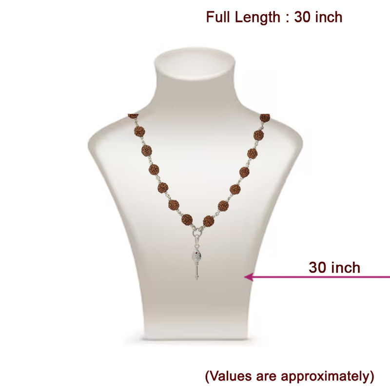 Silver Rudraksha Mala & Lord Murugan Vel Pendant Silver Rudraksha Mala & Lord Murugan Vel Pendant