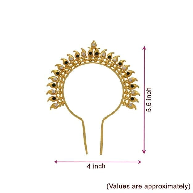 Srimathi Jewellers Gold Plated Leaf Head Crown | Perfect for Enhancing Your Spiritual Decor | Used as Bharatanatyam, Kuchipudi, Oddisi Dancers Head Set | traditional head accessory Srimathi Jewellers Gold Plated Leaf Head Crown | Perfect for Enhancing Your Spiritual Decor | Used as Bharatanatyam, Kuchipudi, Oddisi Dancers Head Set | traditional head accessory