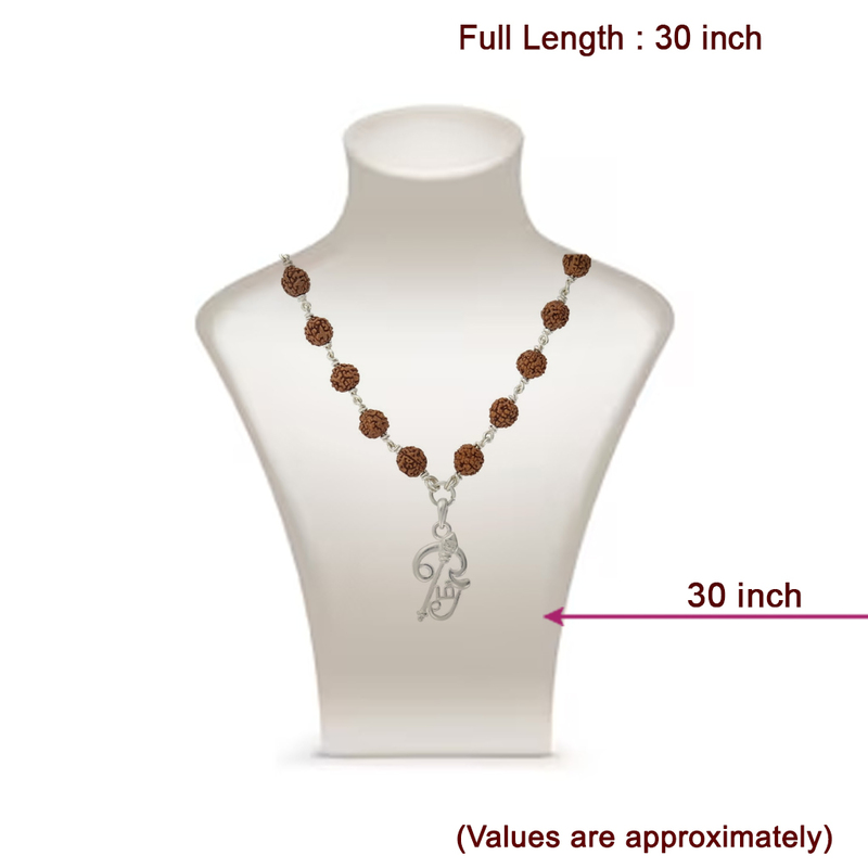 925 Sterling Silver Murugan Vel Pendant & Rudraksha Mala 925 Sterling Silver Murugan Vel Pendant & Rudraksha Mala