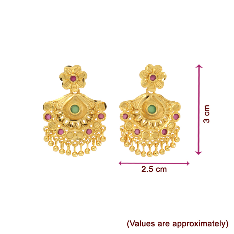 Goldplated Flower Necklace with Green & Red Stones Goldplated Flower Necklace with Green & Red Stones