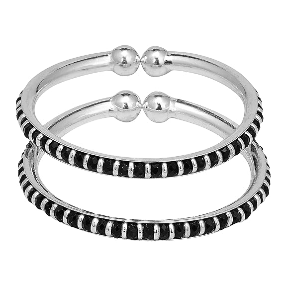 Silver Anklets for Baby Black Crystal Silver Anklets for Baby Black Crystal