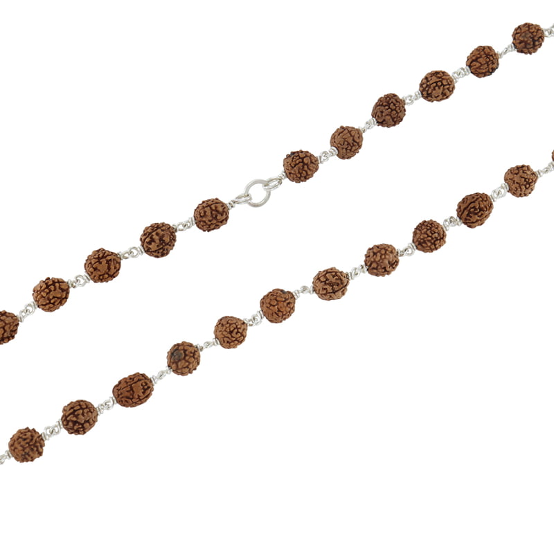 ayyappan silver pendant,  925 Silver Tied Rudraksha Mala,8mm,54 Beads, 30 Inchs