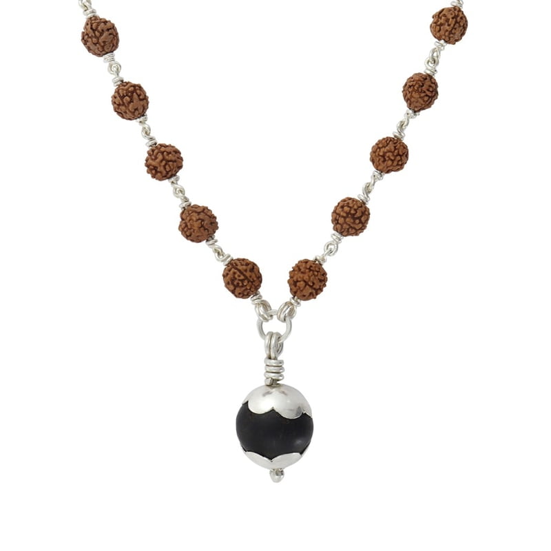 925 Sterling Silver Karungali Pendant Rudraksha Silver Mala 925 Sterling Silver Karungali Pendant Rudraksha Silver Mala