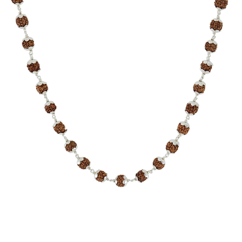 Original 925 SilverRudraksha Mala 8mm,54 Beads, 27 Inchs) Original 925 SilverRudraksha Mala 8mm,54 Beads, 27 Inchs)