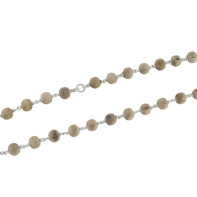 SRIMATHI JEWELLERS 925 Silver Tied Chandan Mala (Sandalwood Rosary) for Jaap and for Men and Women SRIMATHI JEWELLERS 925 Silver Tied Chandan Mala (Sandalwood Rosary) for Jaap and for Men and Women