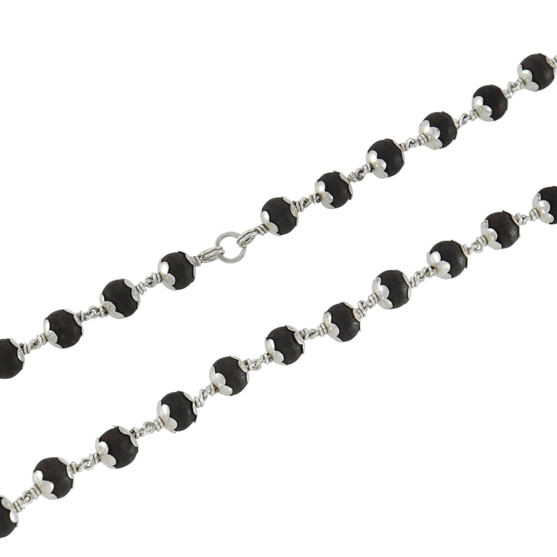 SRIMATHI JEWELLERS 925 Silver Caped Karungali Mala 8mm,54 Beads, 30 Inchs SRIMATHI JEWELLERS 925 Silver Caped Karungali Mala 8mm,54 Beads, 30 Inchs