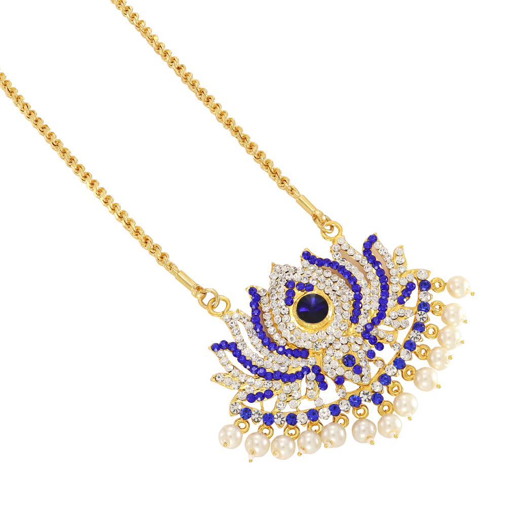 Gold-Plated Murukku Chain with Stone Lotus Pendant – Traditional